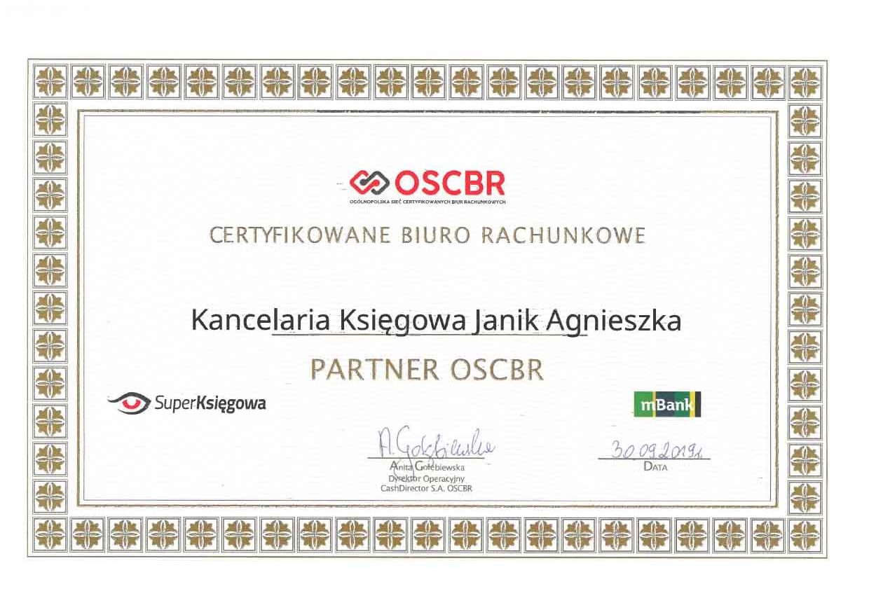Certyfikowane biuro rachunkowe będące partnerem OSCBR